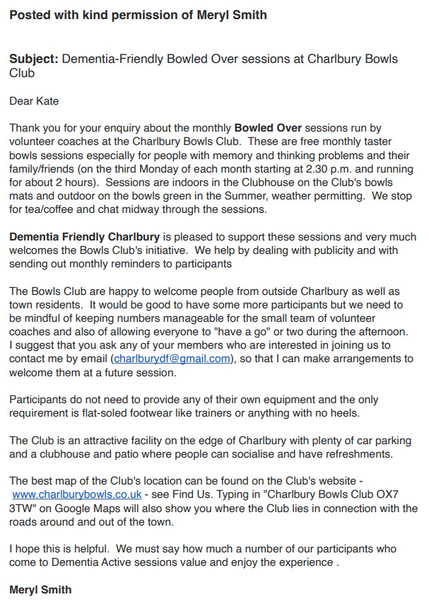 Dementia Friendly Bowls
